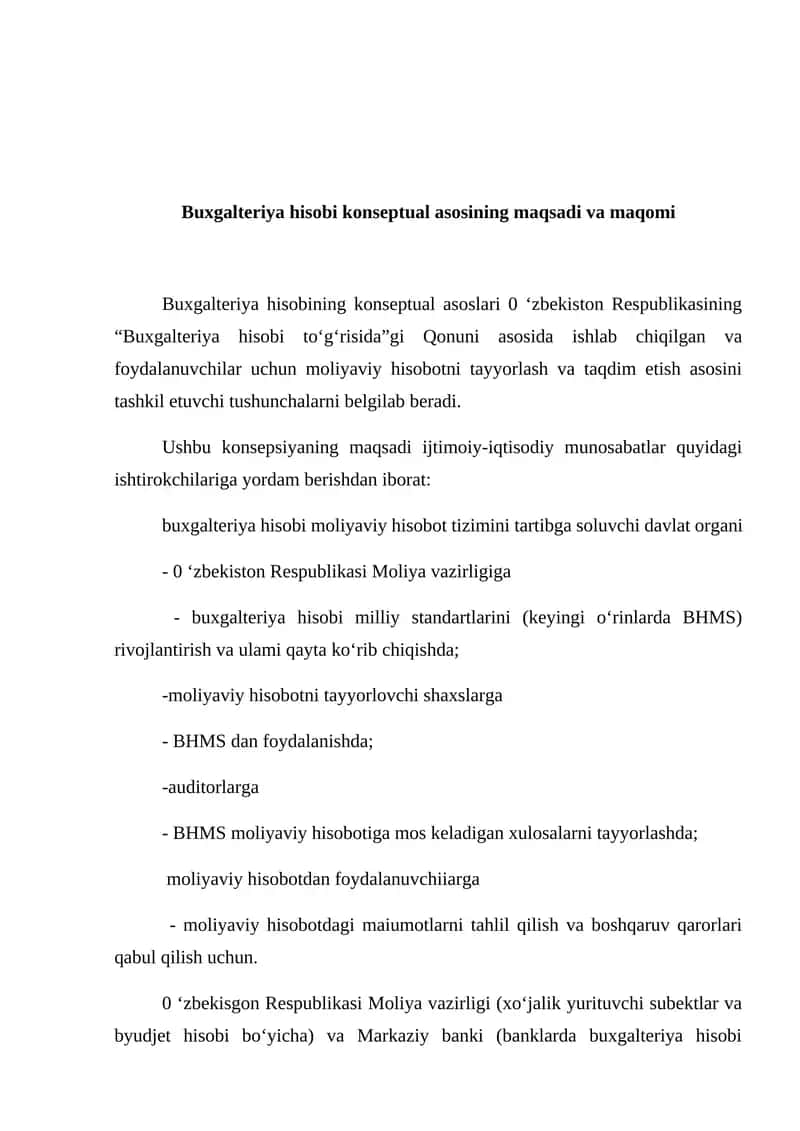 Buxgalteriya hisobi konseptual asoslari 1