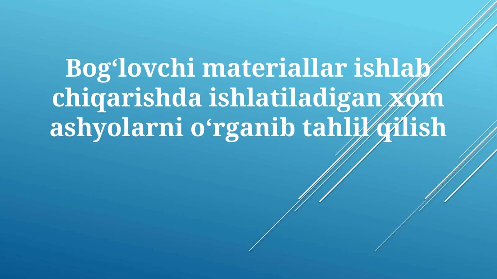 Xom ashyo tahlili 1