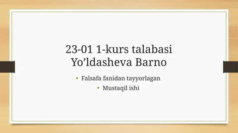 Falsafa fanidan tayyorlagan 1