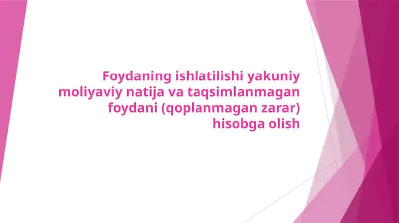 Mahsulotlarni sotishdan olingan foyda-zararlar hisobga olish 1