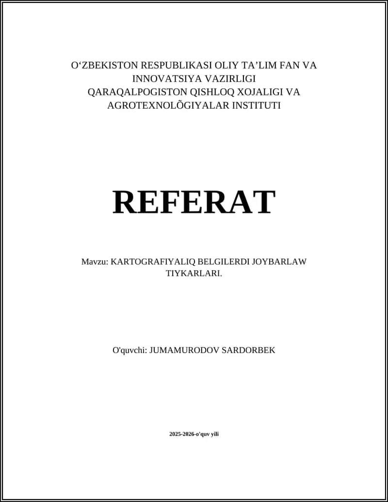 KARTOGRAFIYALIQ BELGILERDI JOYBARLAW TIYKARLARI 1