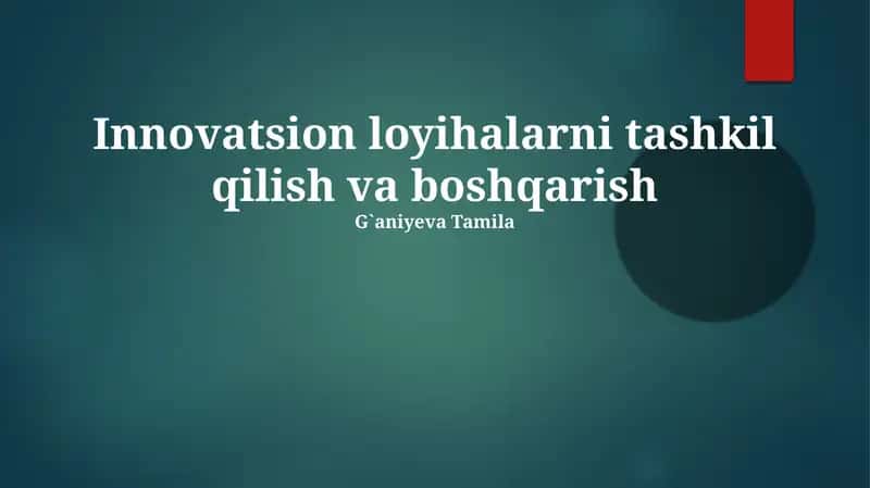 Innovatsion loyihalarni tashkil qilish va boshqarish 1