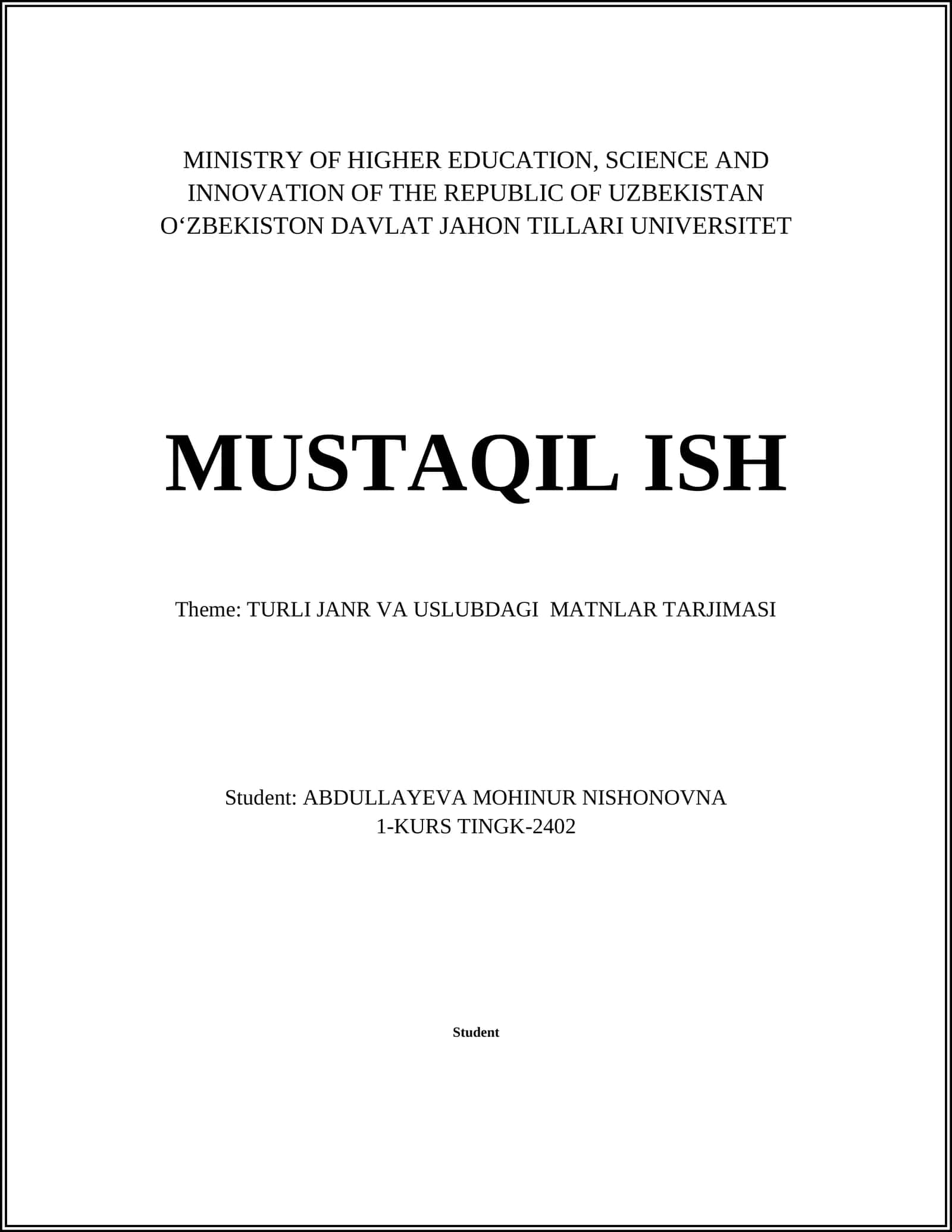 TURLI JANR VA USLUBDAGI MATNLAR TARJIMASI 1