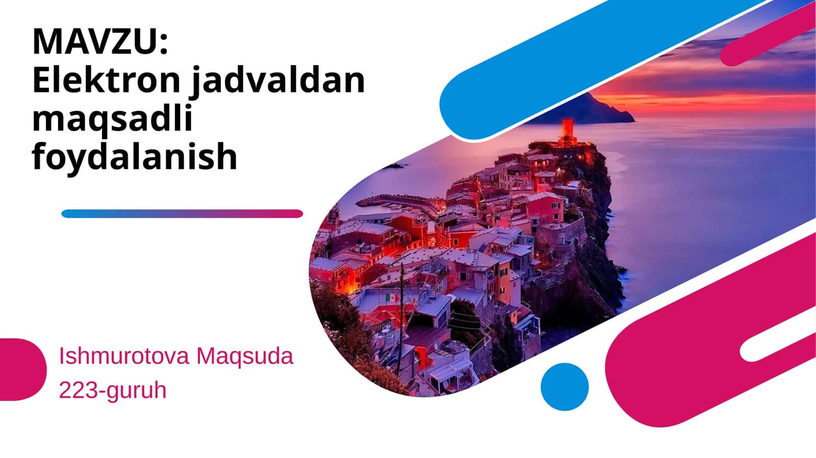 Elektron jadvaldan maqsadli foydalanish 1