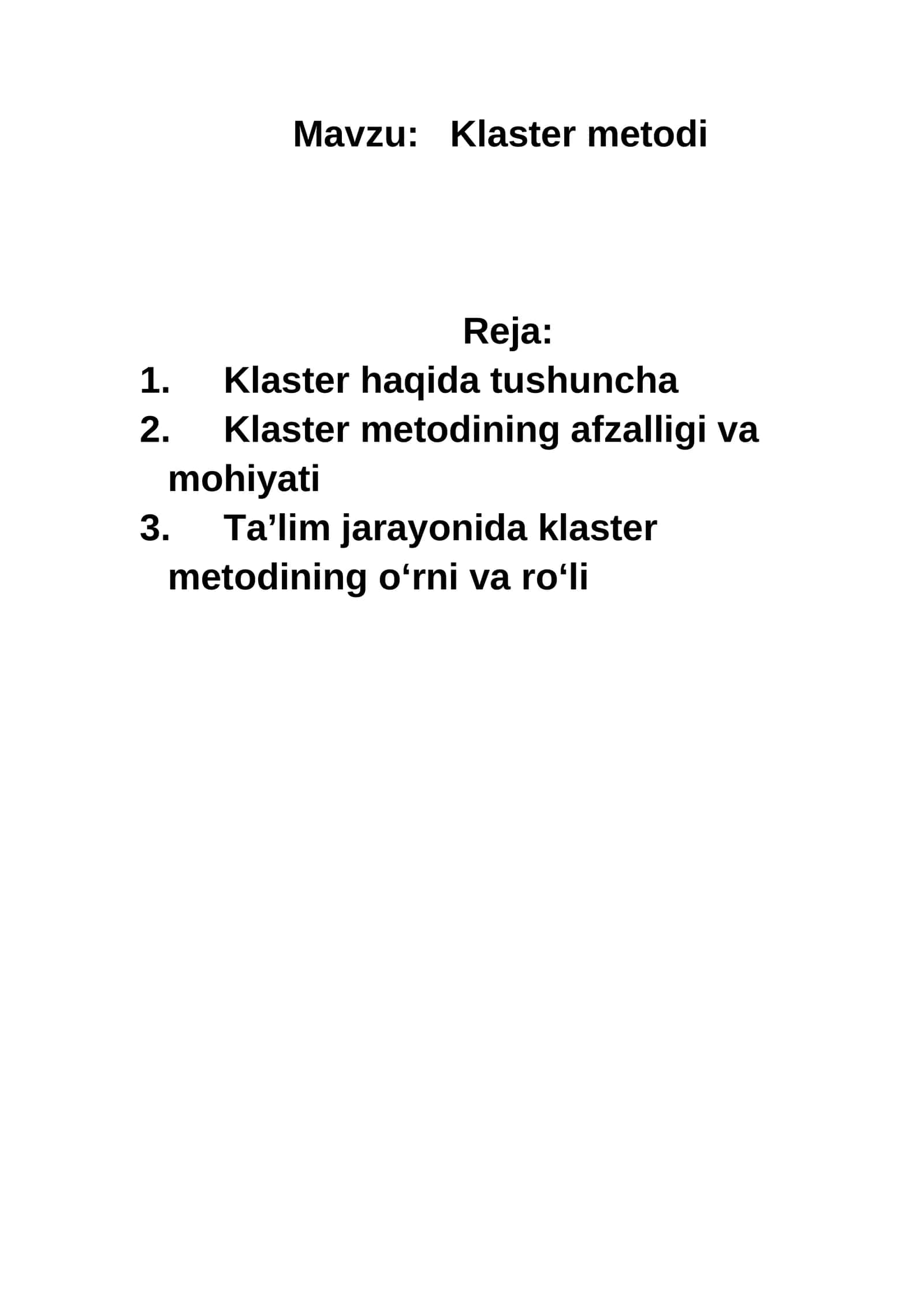 Klaster metodi 1