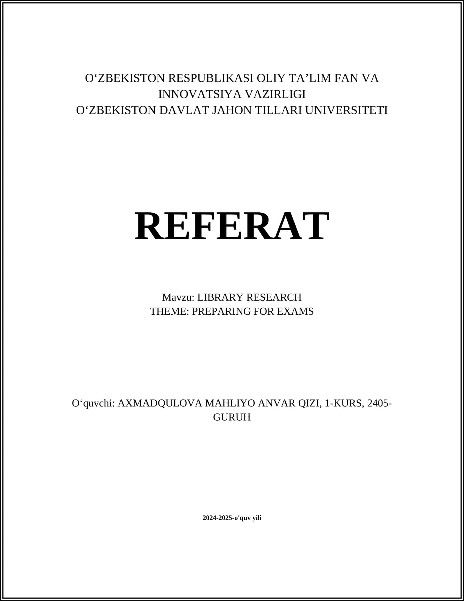 LIBRARY RESEARCH 1