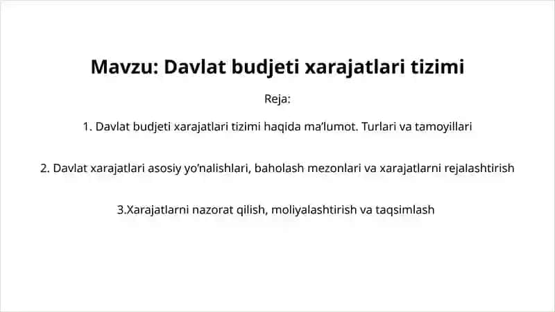 Davlat budjeti xarajatlari tizimi