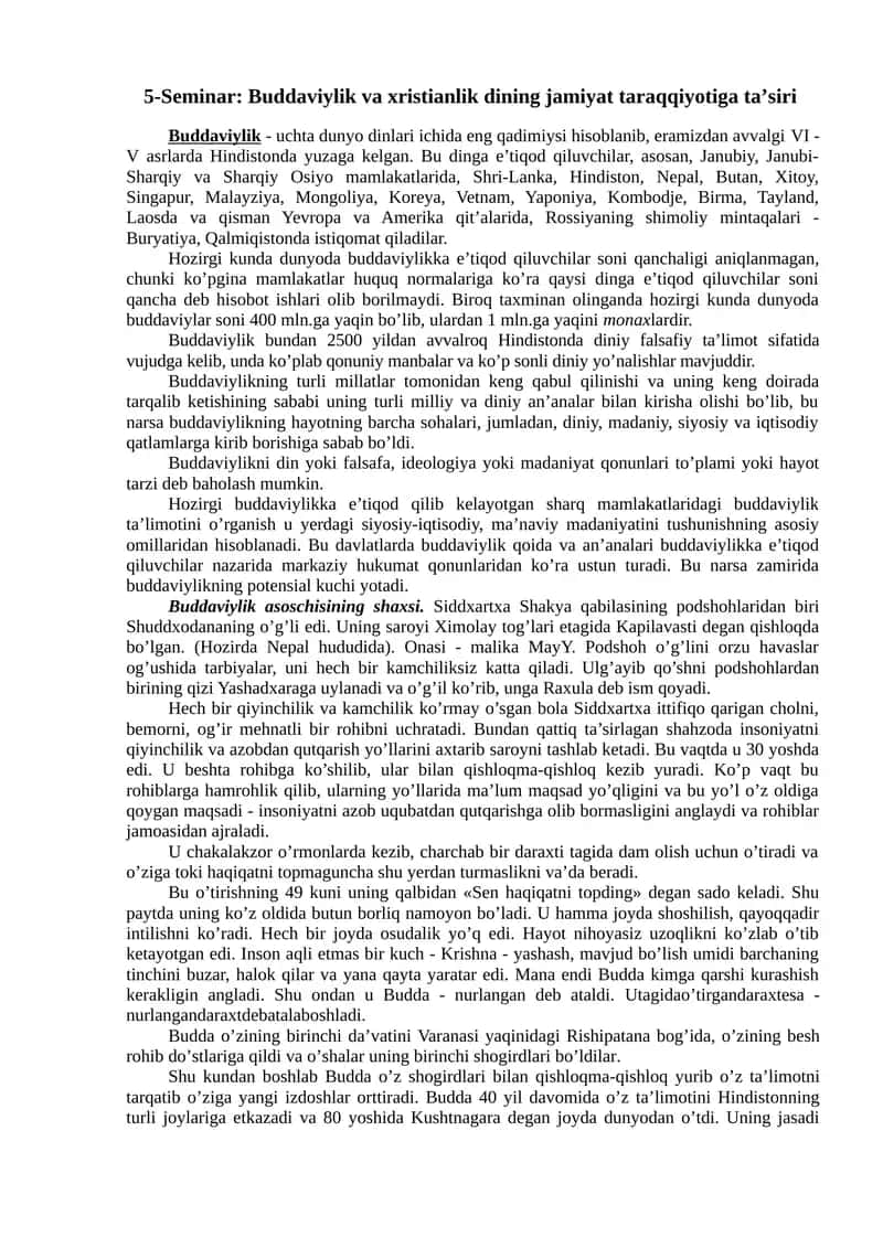 Buddaviylik va xristianlik 1