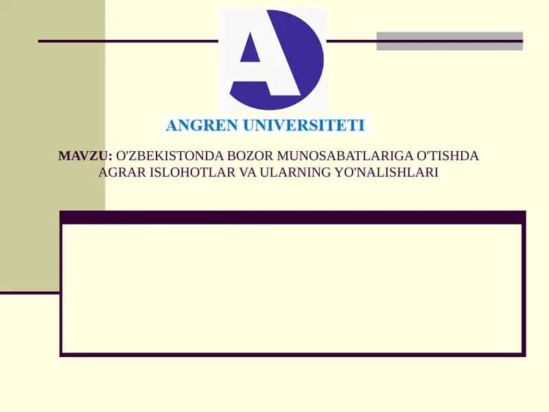 Bozor munosabatlariga o'tishda agrar islohlar va ularning yo'nalishlari 1