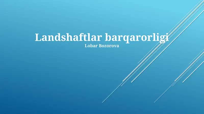 Landshaftlar barqarorligi 1
