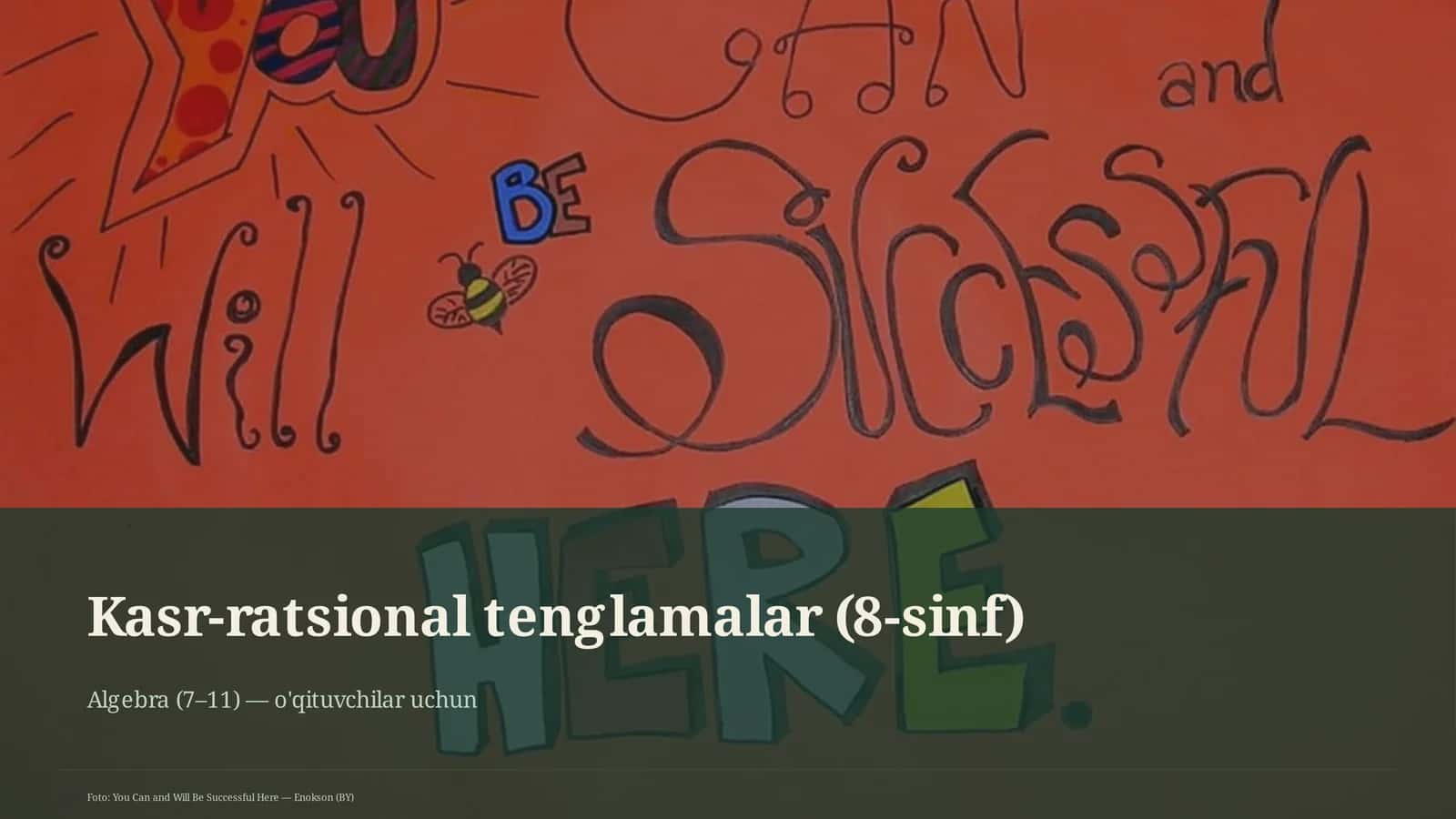 Kasr-ratsional tenglamalar (8-sinf) 1