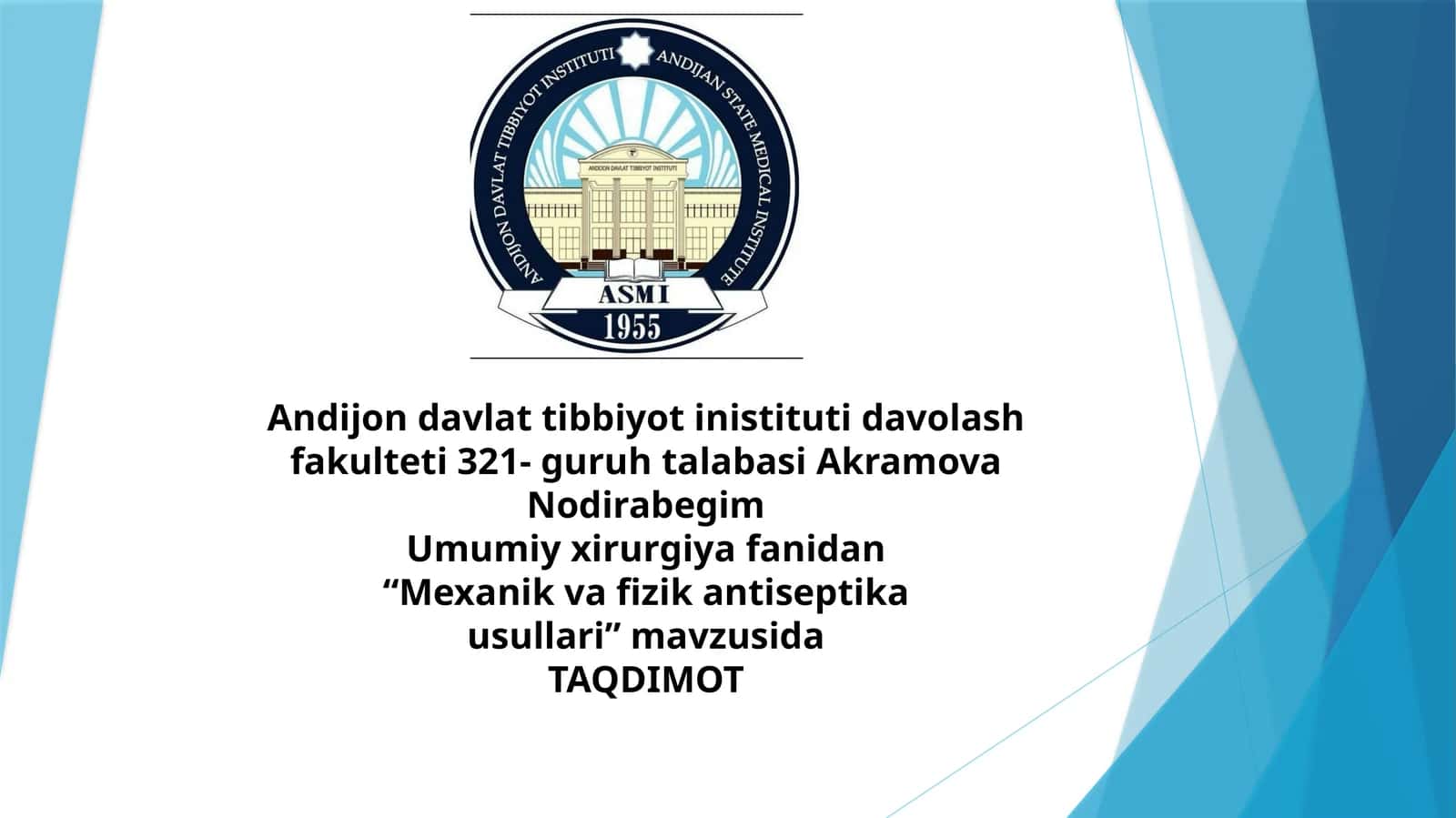 Mexanik va fizika antiseptika usullari 1