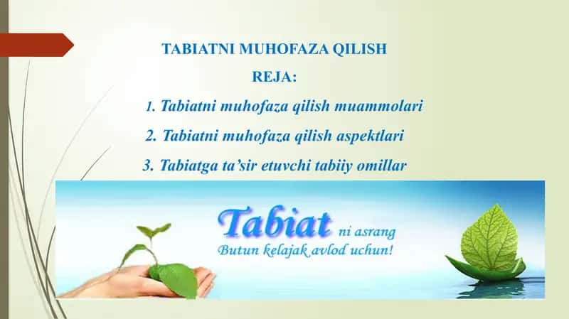 TABIATNI MUHOFAZA QILISH 1