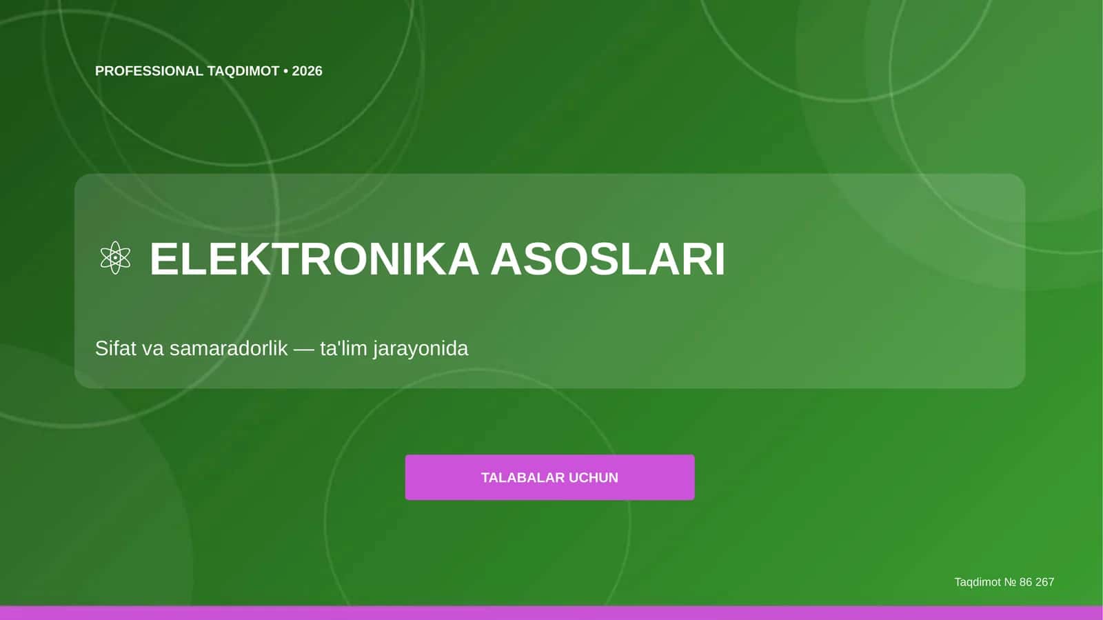 ELEKTRONIKA ASOSLARI 1
