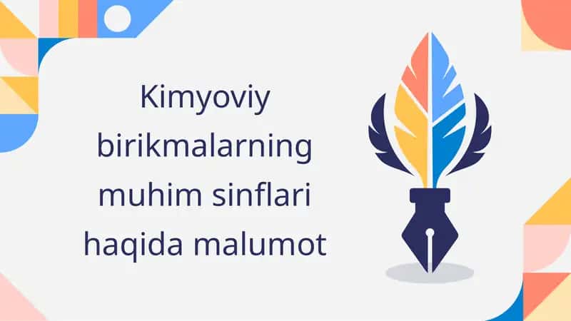 Kimyoviy birikmalarning muhim sinflari haqida malumot 1