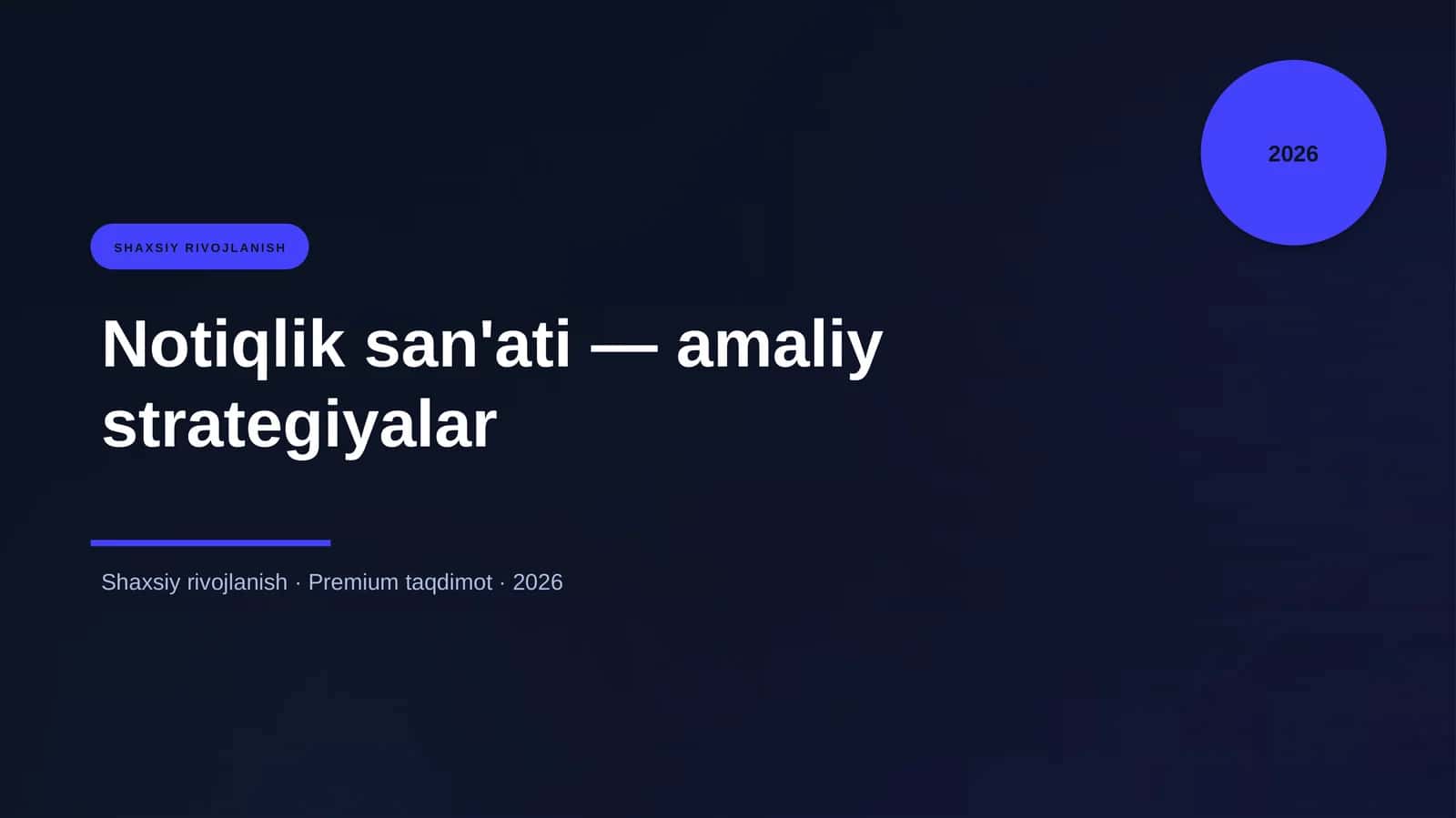 Notiqlik san'ati — amaliy strategiyalar 1
