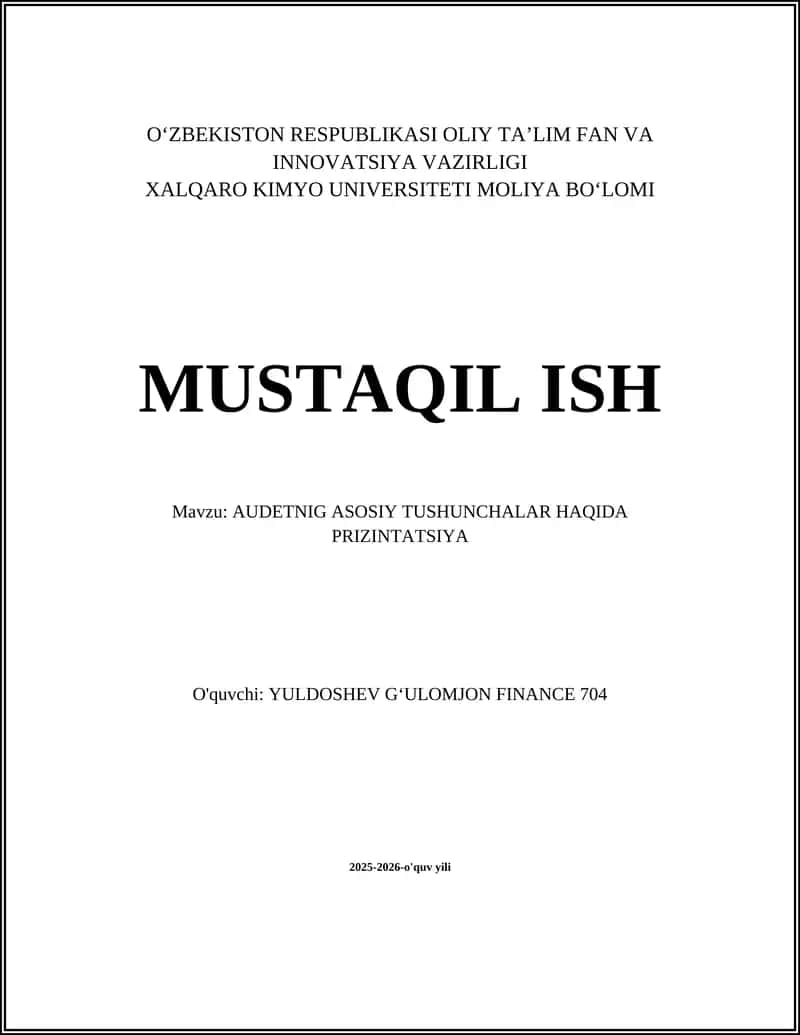 AUDETNIG ASOSIY TUSHUNCHALAR HAQIDA PRIZINTATSIYA 1