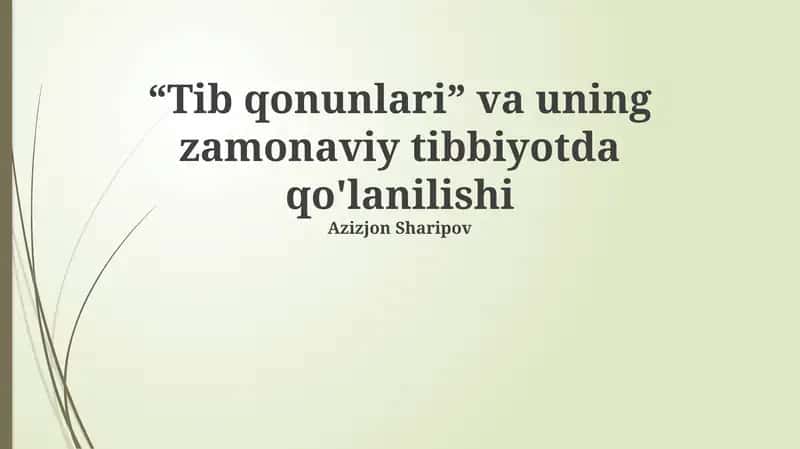 Tibbiyot Qonunlarining Asosiy Tamoyillari va Qo'llanilishi 1