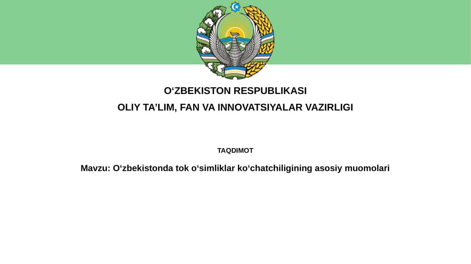 Oʻzbekistonda tok koʻchatlarining asosiy muomalari 1