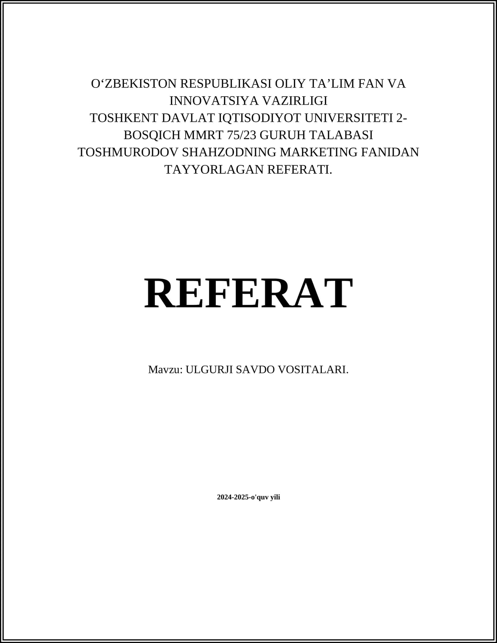 ULGURJI SAVDO VOSITALARI 1