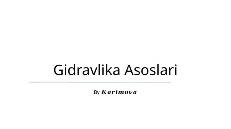 Gidravlika Asoslari 1