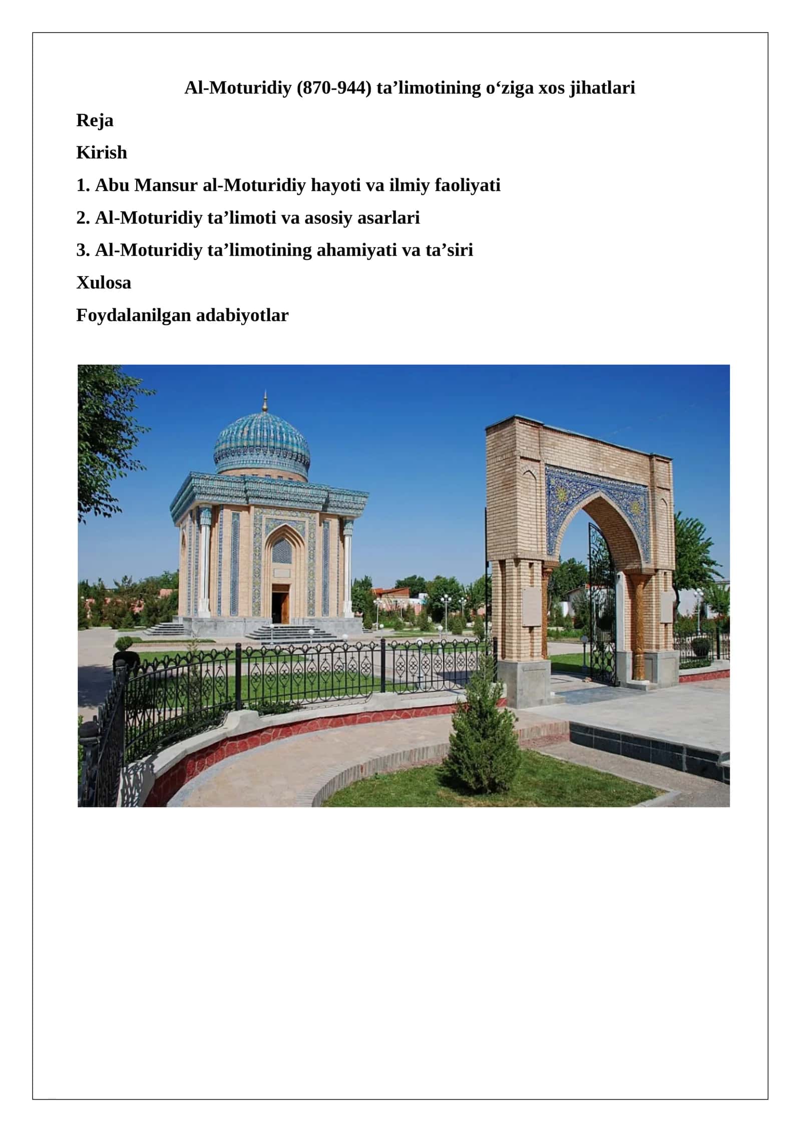 Al-Moturidiy ta’limoti 1