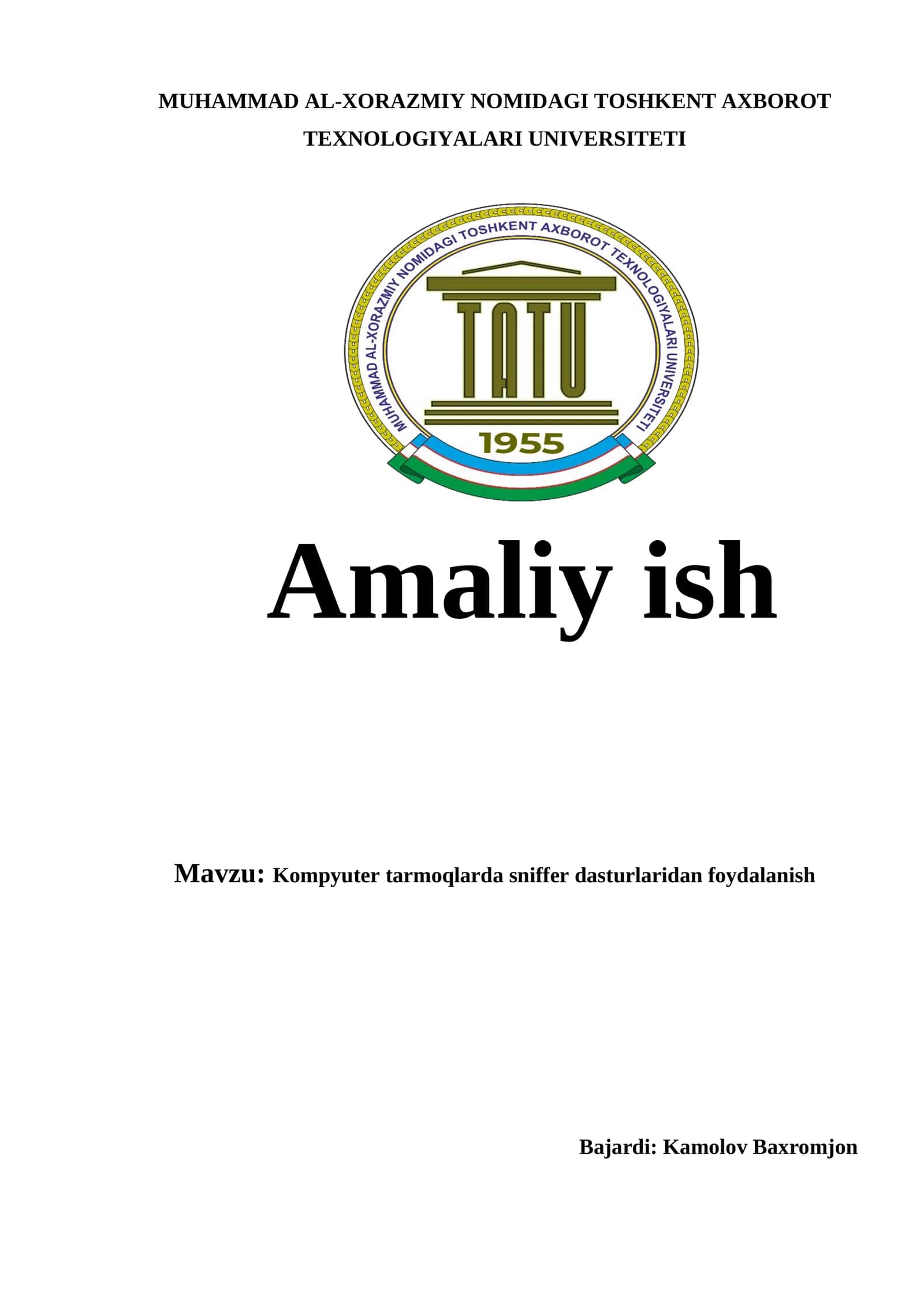 Kompyuter tarmoqlarda sniffer dasturlaridan foydalanish 1