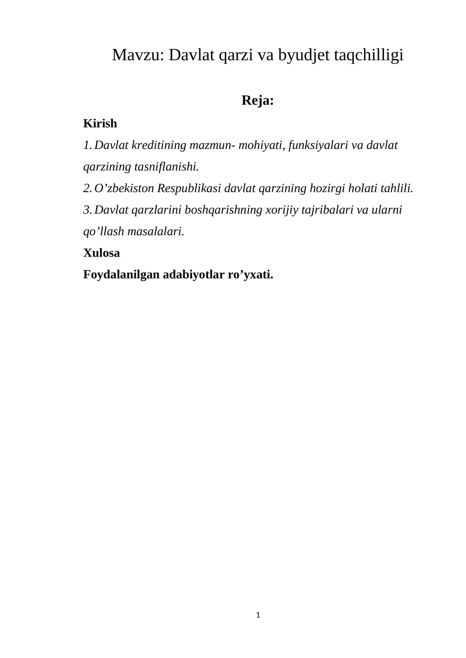 Davlat qarzi va byudjet taqchilligi 1