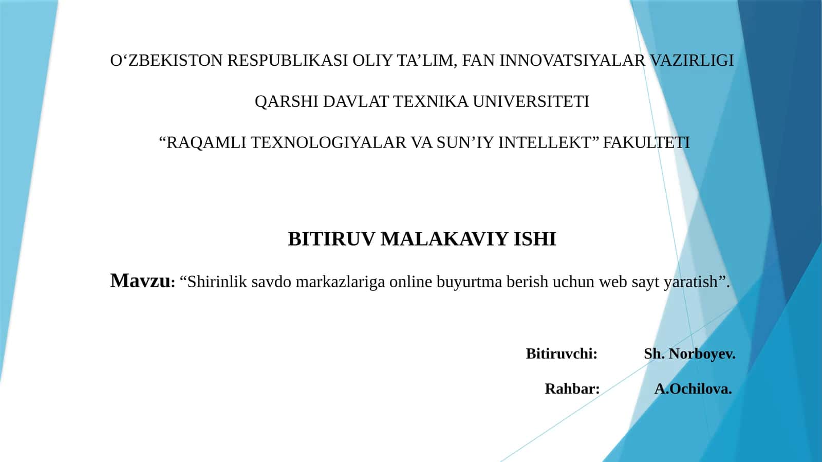 Shirinlik savdo markazlari uchun online buyurtma berish uchun web sayt yaratish 1