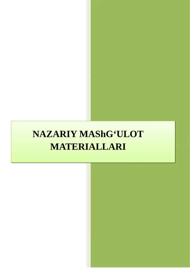 1-МОДУЛ. Maktabgacha ta’limda bolalarni tabiat bilan tanishtirishning nazariy asoslari va tabiat xaqida tushuncha 1