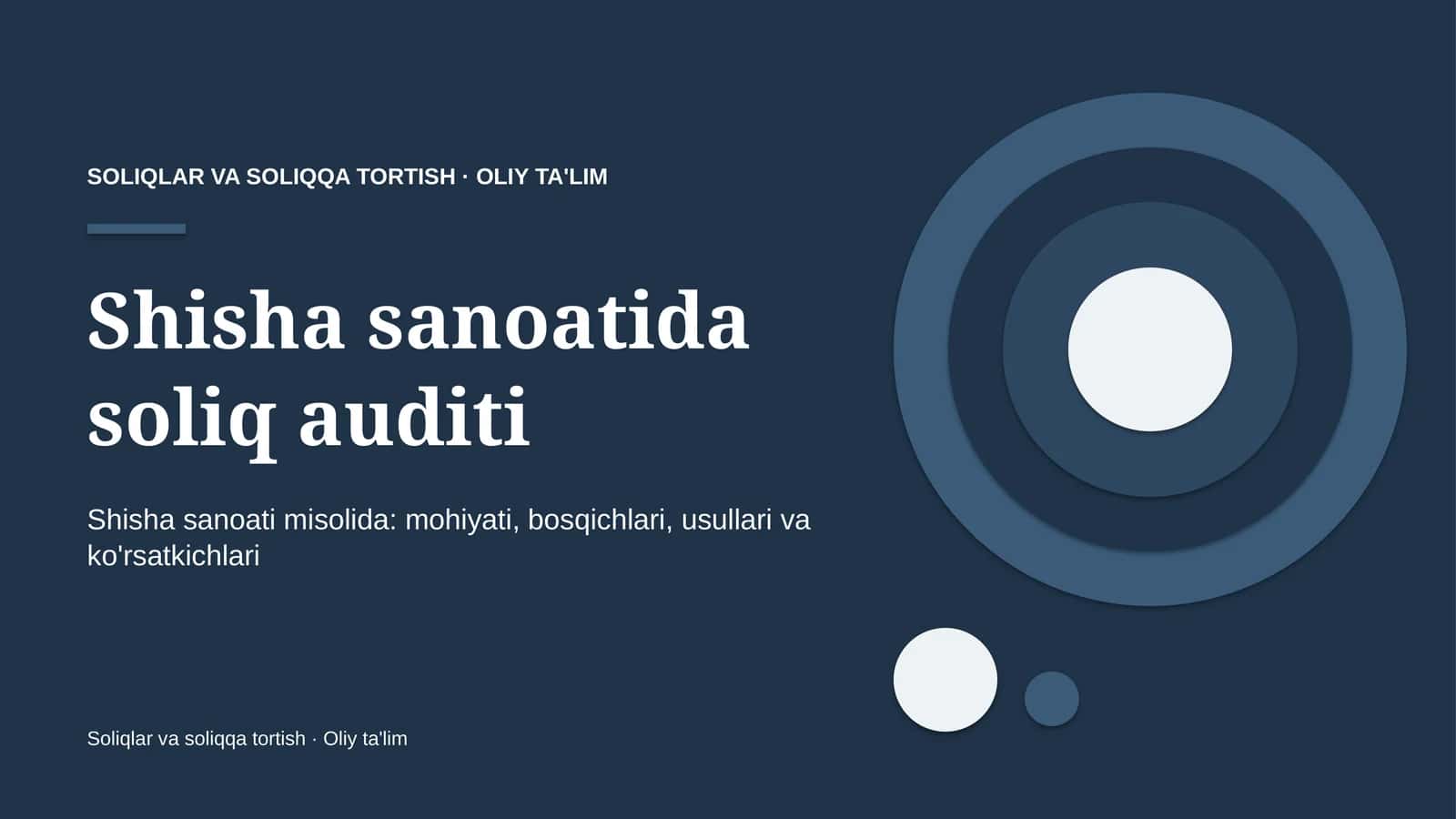 Shisha sanoatida soliq auditi 1