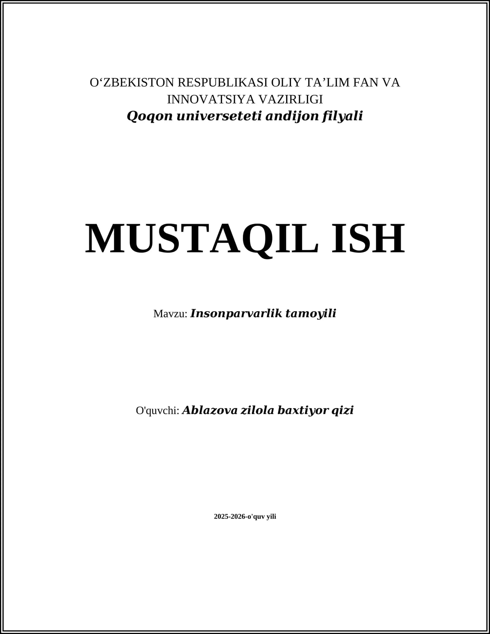 Insonparvarlik tamoyilining mohiyati va asosiy printsiplari 1