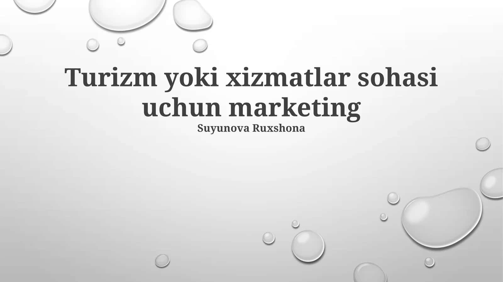 Turizm yoki xizmatlar sohasi uchun marketing 1