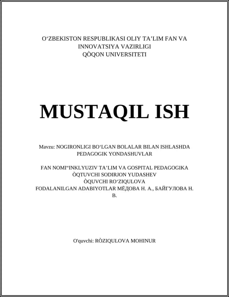 NOGIRONLIGI BO‘LGAN BOLALAR BILAN ISHLASHDA PEDAGOGIK YONDASHUVLAR 1