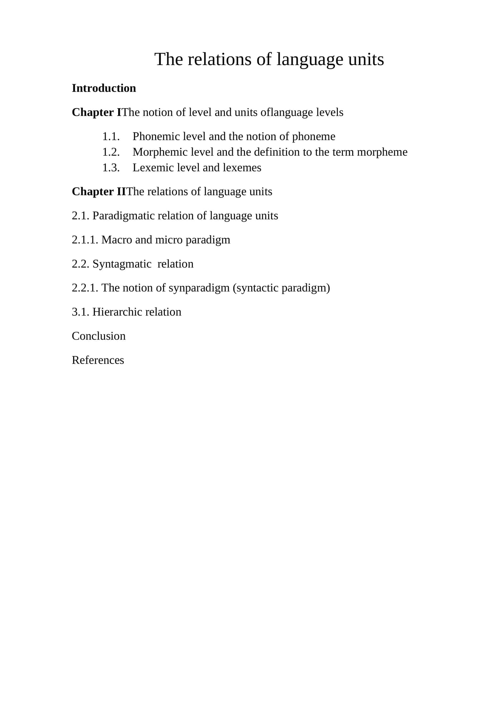 The relations of language units 1