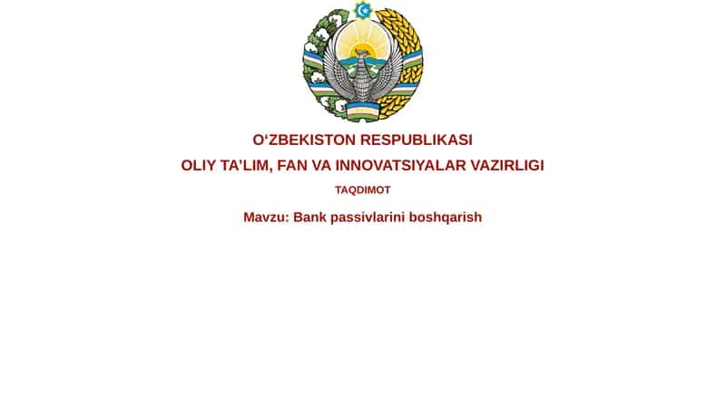 Bank passivlarini boshqarish 1