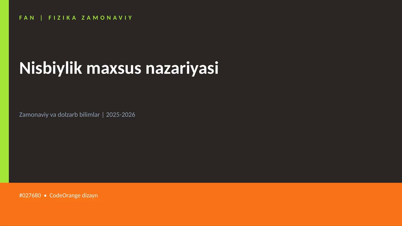 Nisbiylik maxsus nazariyasi 1