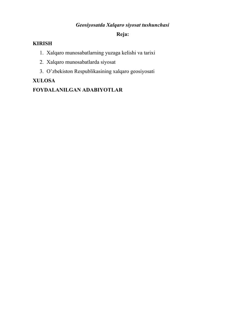 Geosiyosatda Xalqaro siyosat tushunchasi 1