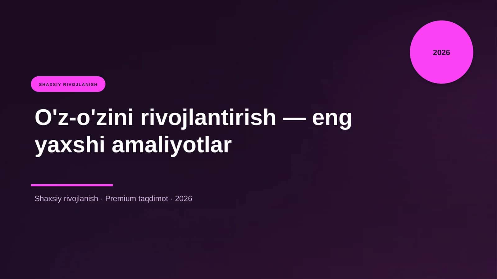 O'z-o'zini rivojlantirish 1