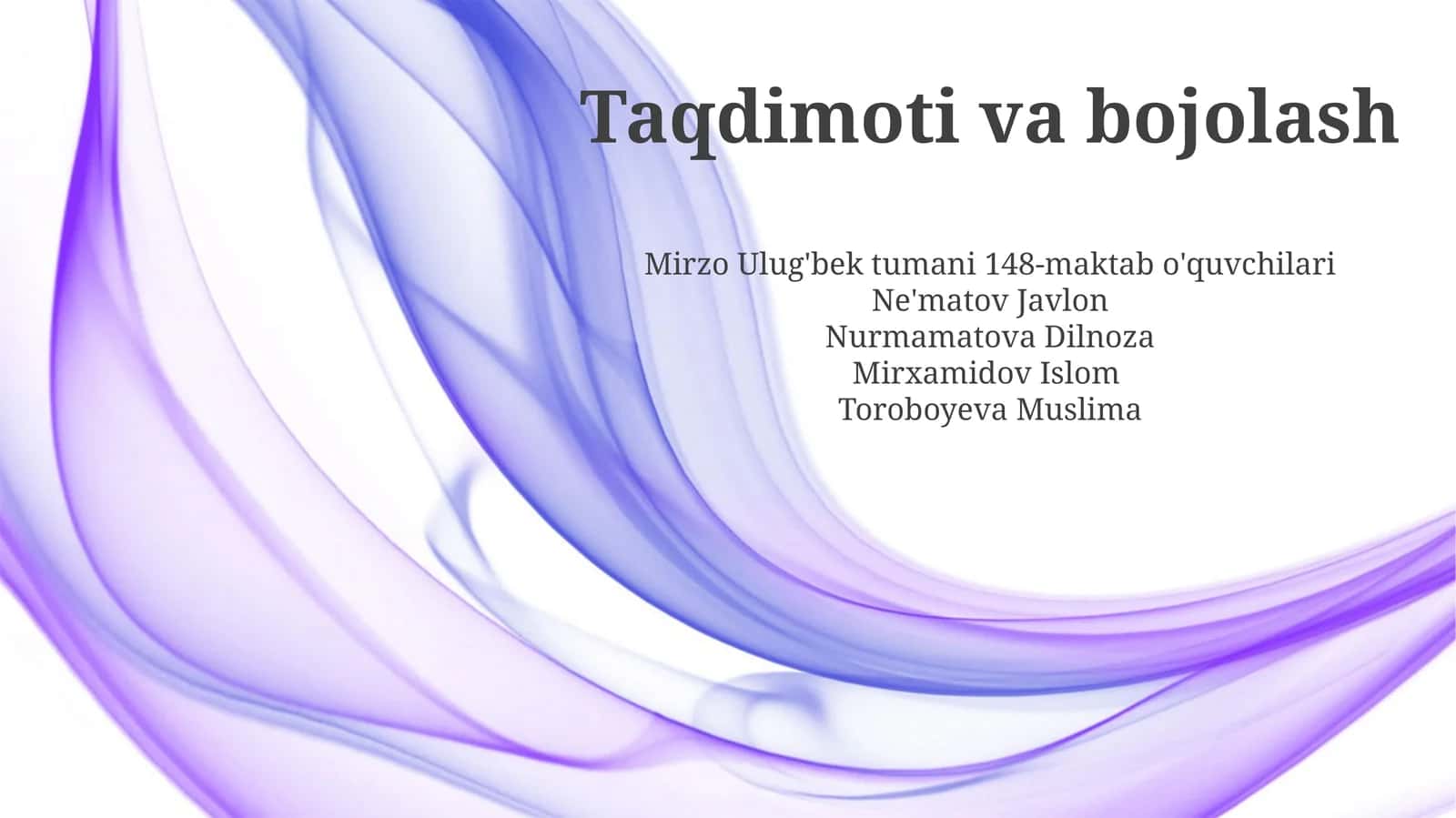 Taqdimoti va bojolash 1