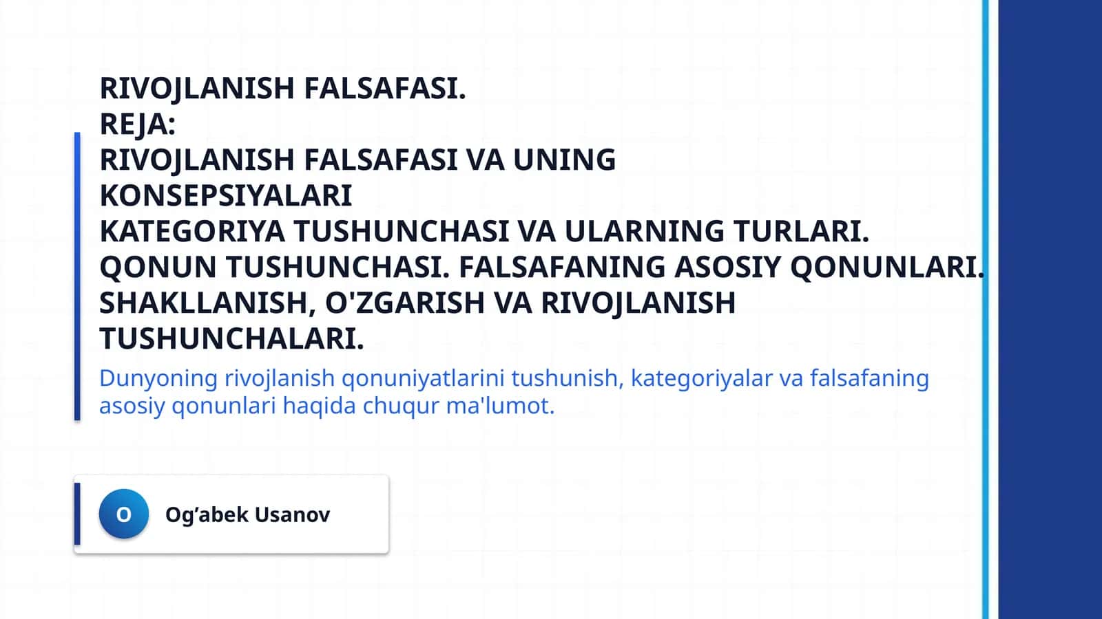 rivojlanish falsafasi. 1