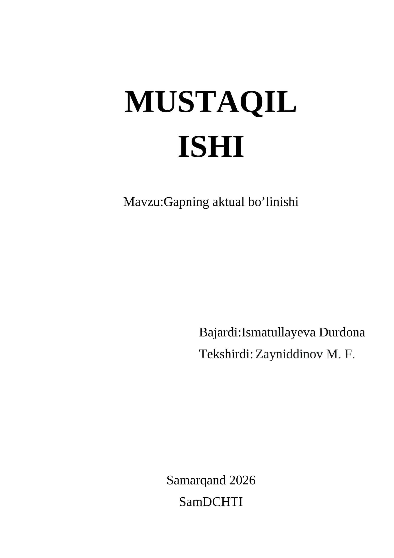 Gapning aktual bo’linishi 1