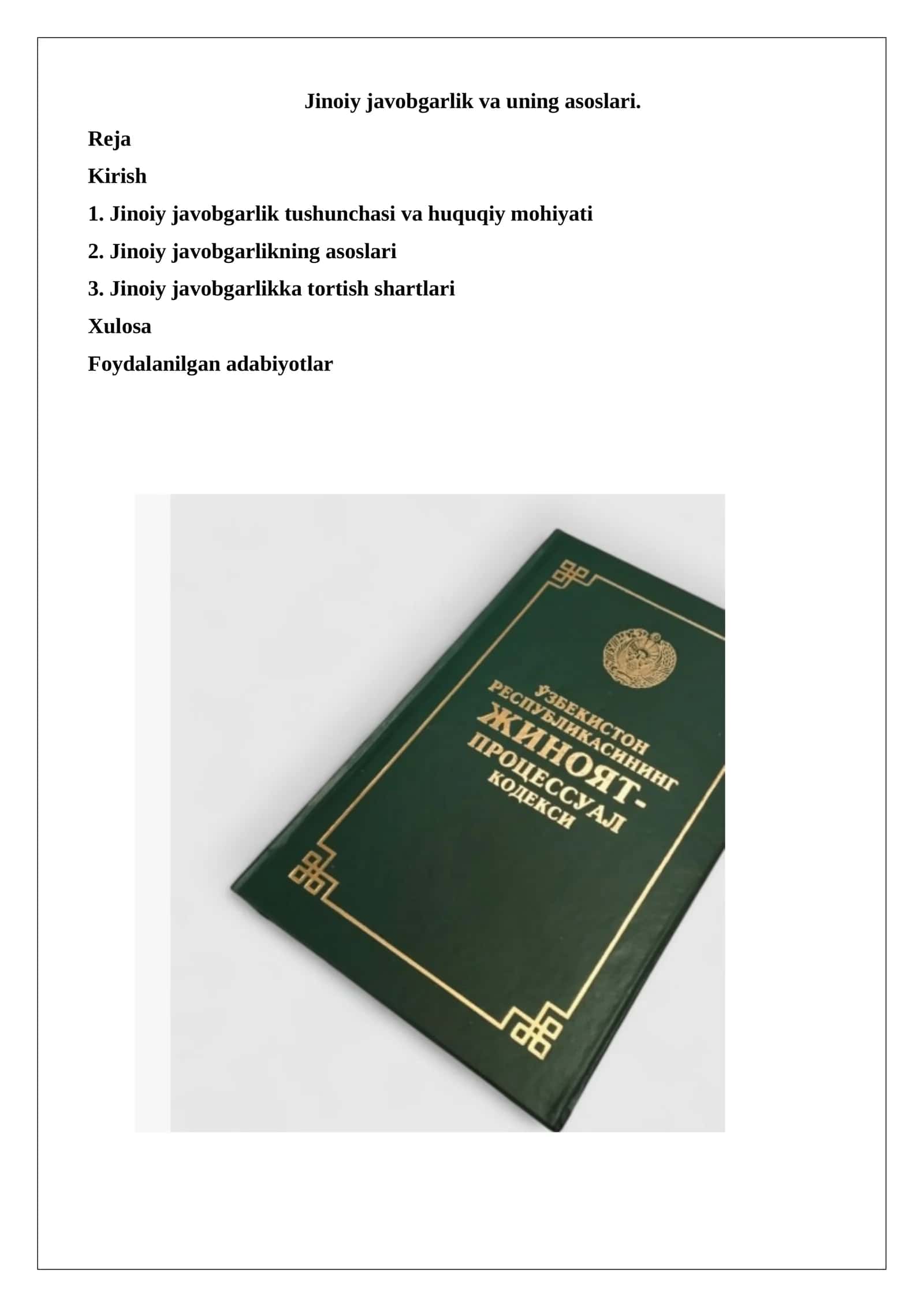Jinoiy javobgarlik va uning asoslari 1