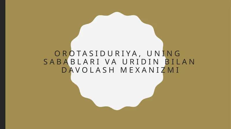 Orotasiduriya, uning sabablari va uridin bilan davolash mexanizmi. 1