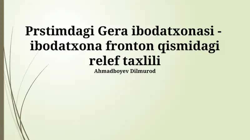 Prstimdagi Gera ibodatxonasi - ibodatxona fronton qismidagi relef taxlili 1