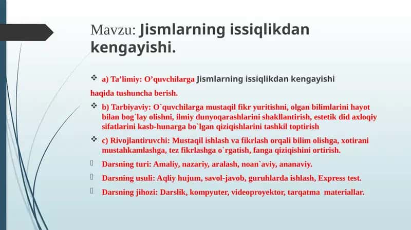 Jismlarning issiqlikdan kengayishi 1