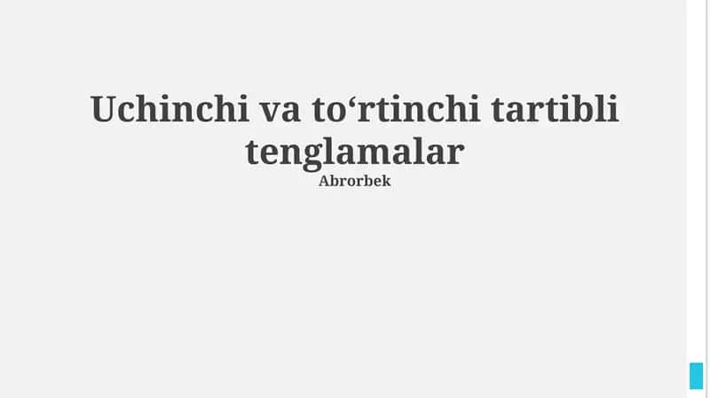 Uchinchi va toʻrtinchi tartibli tenglamalar 1