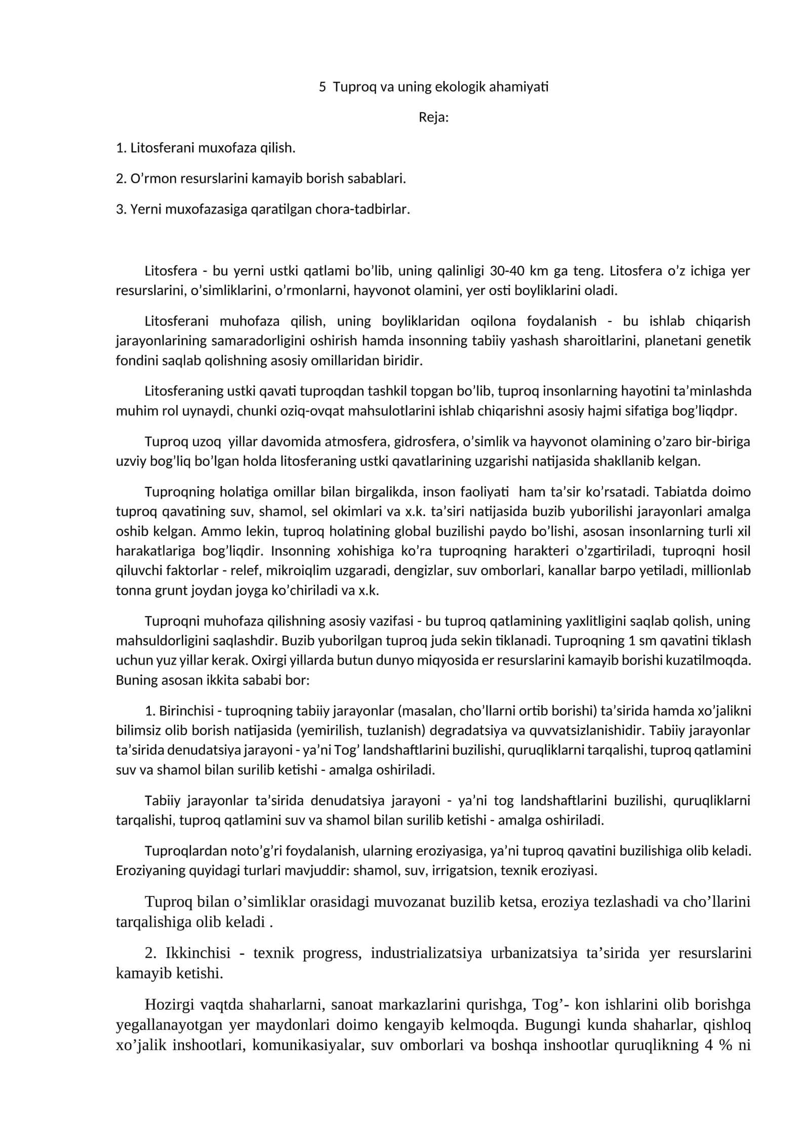 Tuproq va uning ekologik ahamiyati 1