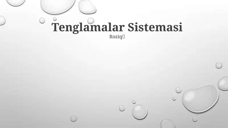 Tenglamalar Sistemasi 1