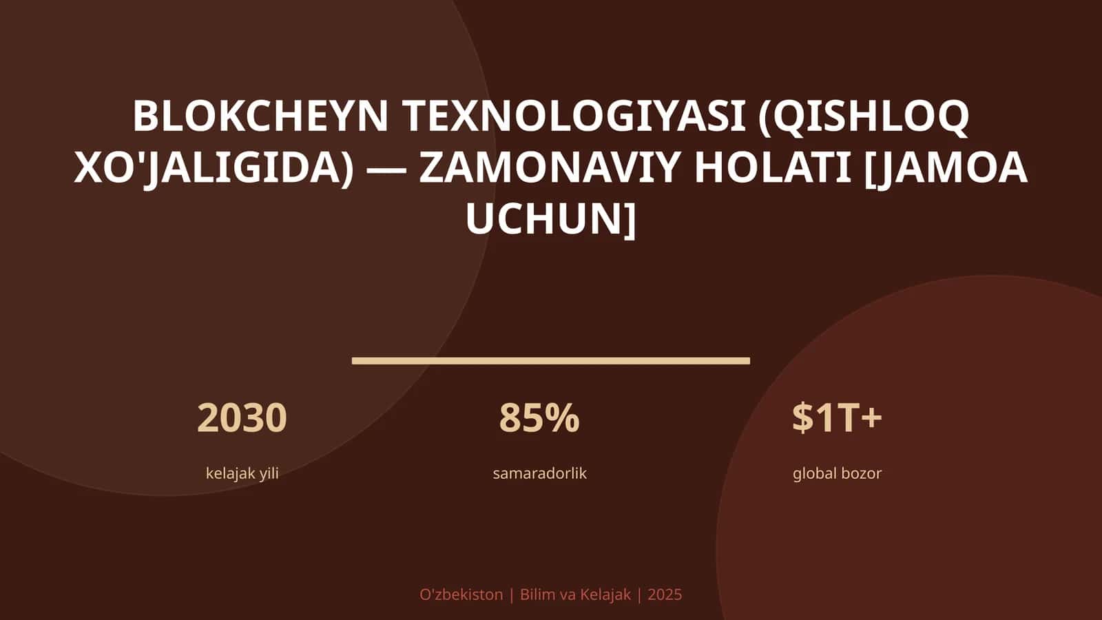 Blokcheyn Texnologiyasi (Qishloq xo'jaligida) - Zamonaviy holati [Jamoa uchun] 1